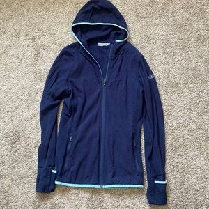 Icebreaker Women's Navy Blue Jacket with Light Blue Accents